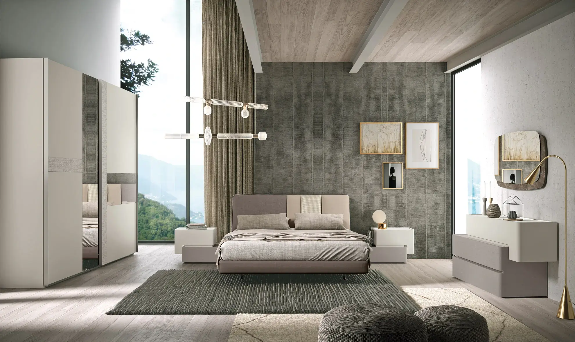 Render di una camera da letto moderna