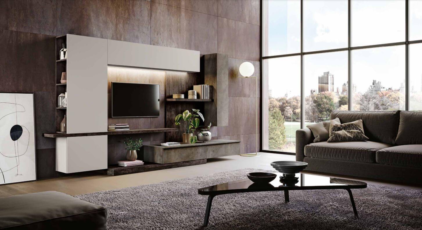 Render di una parete attrezzata