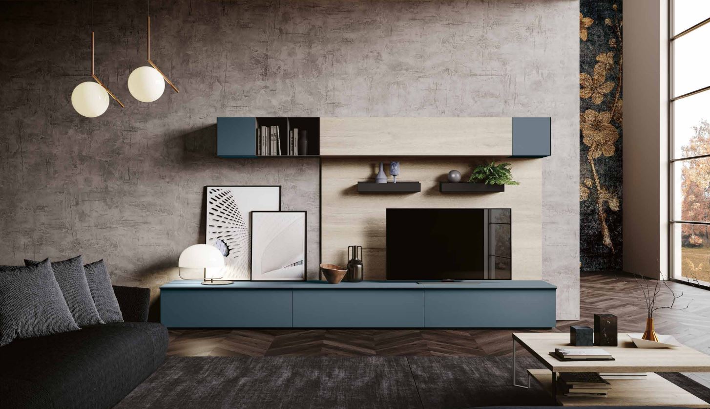 Render di una parete attrezzata moderna