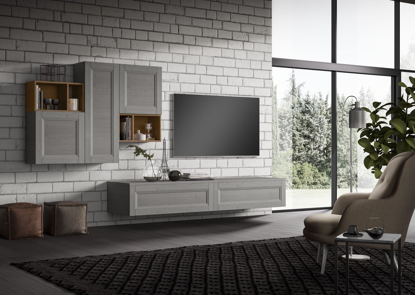 Render di una parete minimal classica