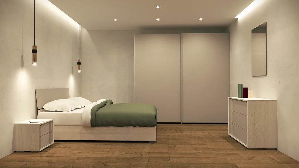 Camera da letto con armadio 2 ante scorrevoli