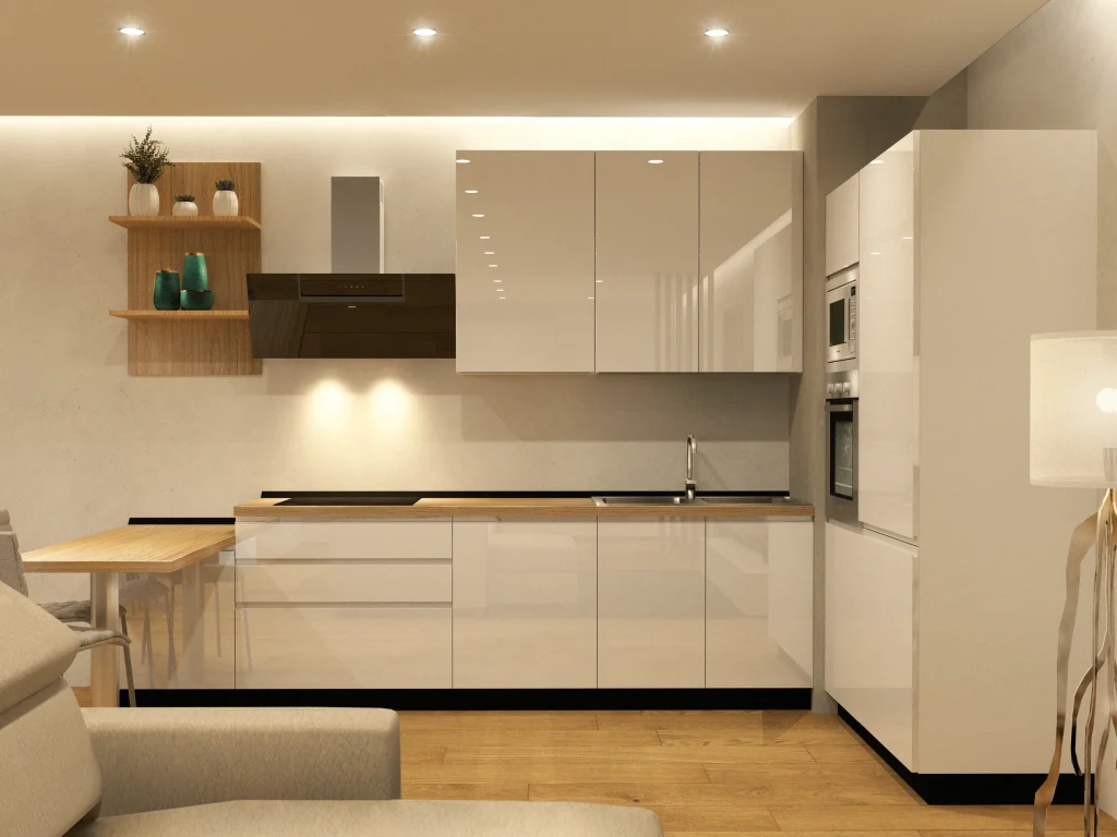 Cucina laccata con penisola